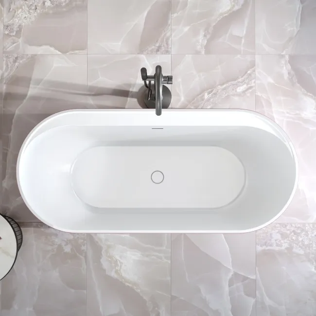 Shore 1700 Matt Pink Freestanding Bath - Gunmetal Feet