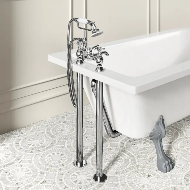 Abingdon 1500mm Single Ended Roll Top Bath - Grey Feet
