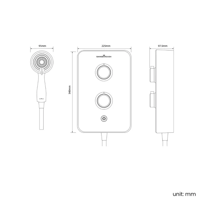 Gainsborough Slim Duo Electric Shower White 8.5kW