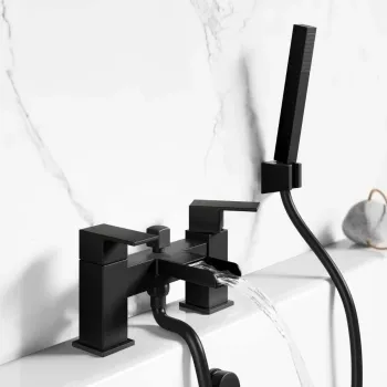 Avon Matt Black Waterfall Bath Filler & Handheld Shower