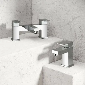 Lea Chrome Basin & Bath Mixer Tap Set