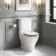 Kansas Traditional Rimless Close Coupled Toilet With Chalk White Wooden Seat - Brushed Brass Hinges