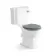 Hudson Traditional Close Coupled Toilet With Dove Grey Wooden Seat - Brushed Brass Lever