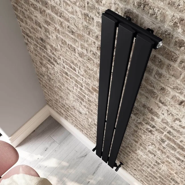 Faro Matt Black Single Flat Panel Vertical Radiator 1600x210mm