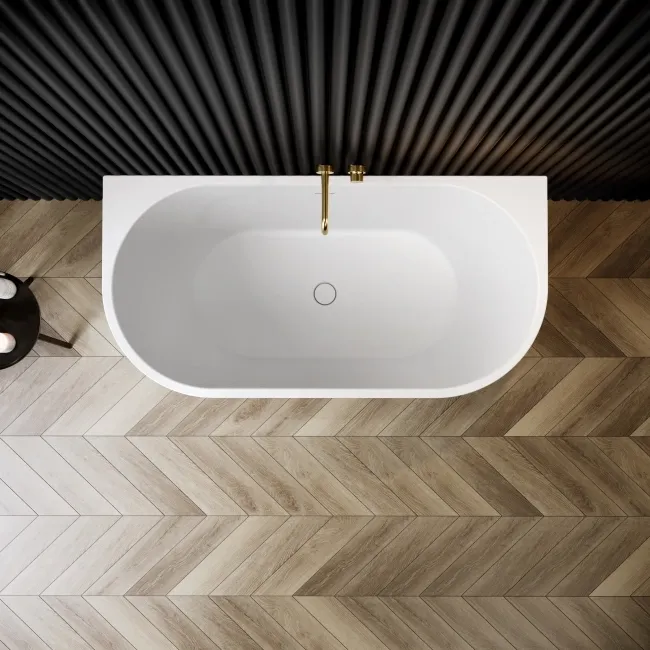 Brent 1500mm Fluted Matt White Back To Wall Bath