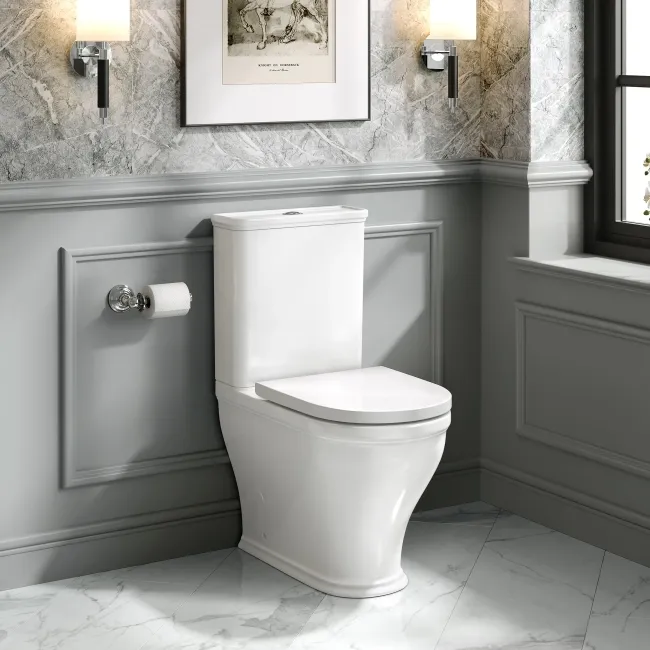 Kansas Traditional Rimless Close Coupled Toilet With Premium Soft Close Seat