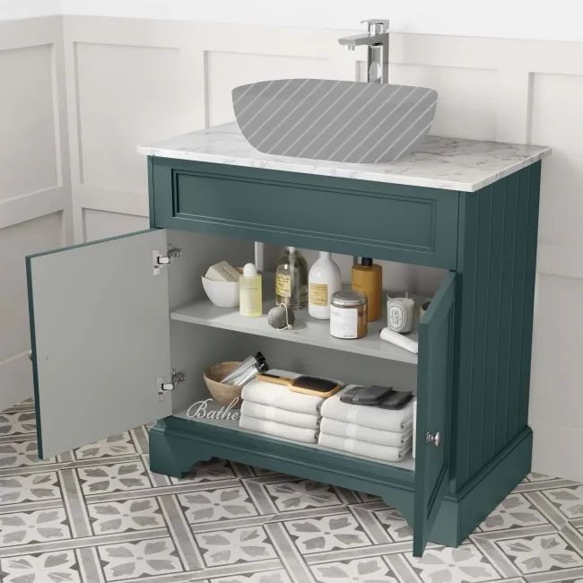 Lucia Midnight Green Cabinet with Marble Top 840mm - Excludes Counter Top Basin