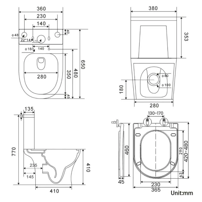 Tucson Rimless Close Coupled Toilet With Premium Soft Close Seat