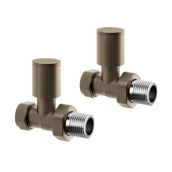 Antique Gold Straight Manual Radiator Valves (Pair) Standard 15mm