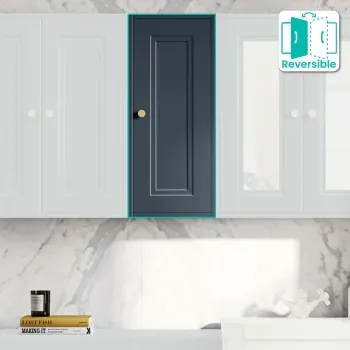 Inky Blue Wall Hung Cabinet 700x300mm - Brushed Brass Accents