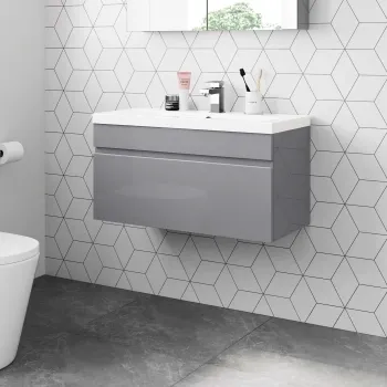 Trent Stone Grey Wall Hung Basin Drawer Vanity 800mm