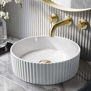 Nevis Fluted Round Counter Top Basin 360mm | Modern Design