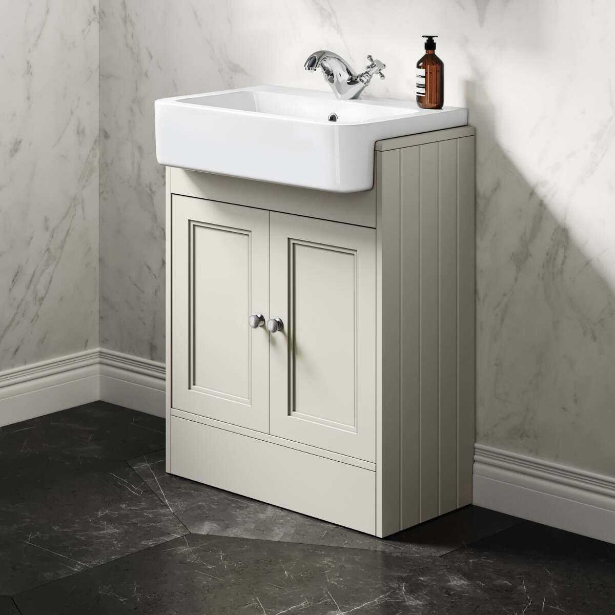 Monaco Chalk White Basin Vanity 600mm