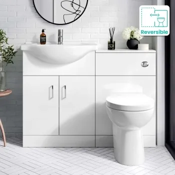 Quartz Gloss White Combination Vanity Basin and Austin Toilet 1150mm