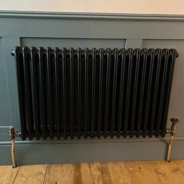 Athens Matt Black Double Column Horizontal Traditional Radiator 600x1010mm