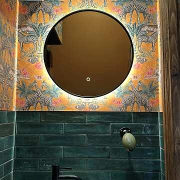  Mollie Black Framed Round Backlit llluminated LED Mirror 500mm 