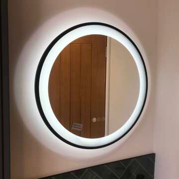 Mollie Black Framed Round Illuminated LED Mirror With BLUETOOTH Speaker 600mm