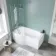 P Shaped 1500 Shower Bath with Front Panel & 4mm Screen with Rail - Left Handed