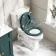 Hudson Traditional Close Coupled Toilet With Midnight Green Wooden Seat - Brushed Brass Lever