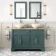 Lucia Midnight Green Double Vanity with Oak Effect Top & Round Counter Top Basin 1200mm - Brass Knurled Handles