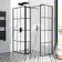Munich Matt Black Grid 8mm Walk In Shower Enclosure 900mm & 700mm Glass with Pivotal Return Panel