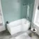P Shaped 1600 Shower Bath with Front Panel & 4mm Screen - Right Handed