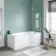 P Shaped 1600 Shower Bath with Front Panel & 4mm Screen with Rail - Right Handed