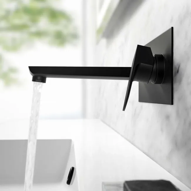 Soar Matt Black Wall Mounted Basin Mixer Tap