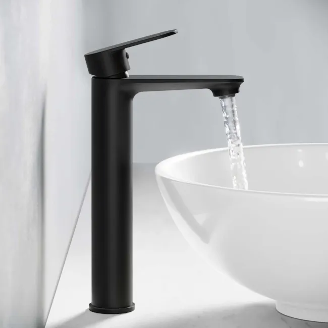 Anker Matt Black High Rise Basin Mixer Tap