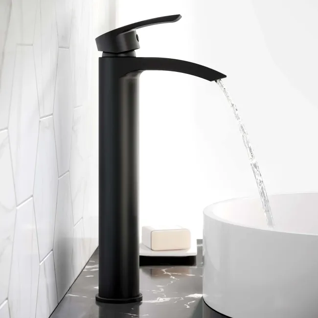 Spey Matt Black High Rise Basin Mixer Tap