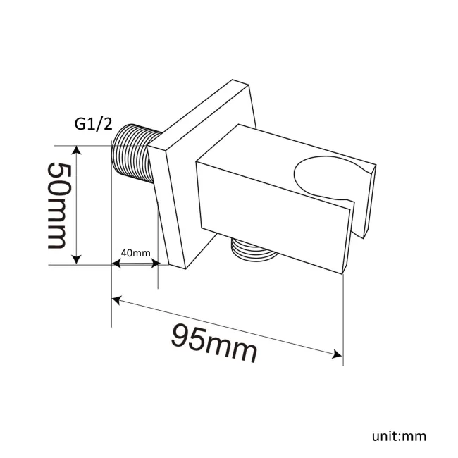 Matt Black Square Shower Outlet with Bracket