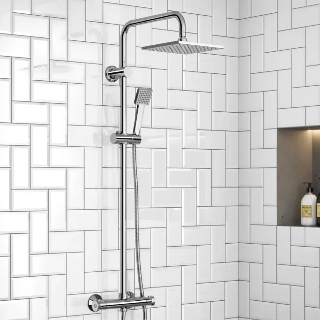 Lismore Essential Square Thermostatic Rigid Shower Set
