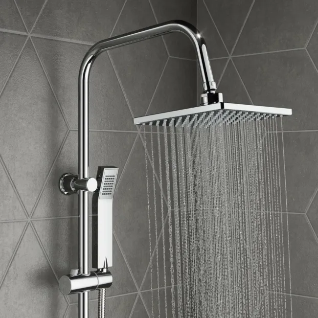 Lismore Square Chrome Shower Riser Kit