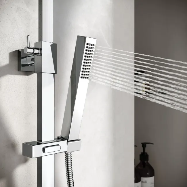 Skye Square Chrome Thermostatic Bath Filler Shower Set