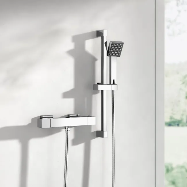 Cork Chrome Square Thermostatic Bar Shower Set