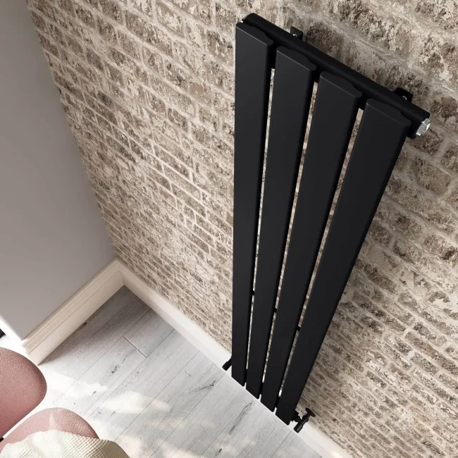 Faro Matt Black Single Flat Panel Vertical Radiator 1600x280mm