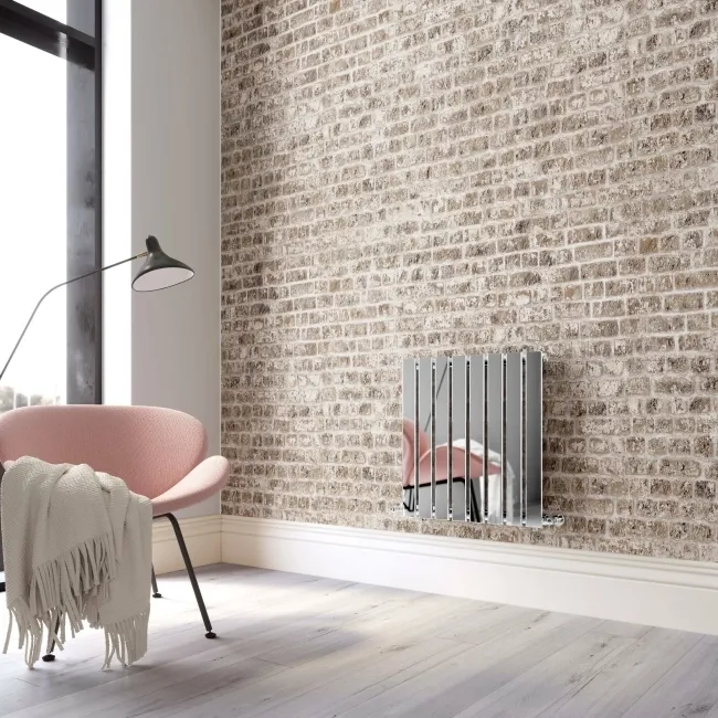 Faro Chrome Single Flat Panel Horizontal Radiator 600x560mm