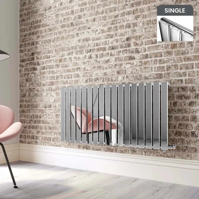 Faro Chrome Single Flat Panel Horizontal Radiator 600x1190mm