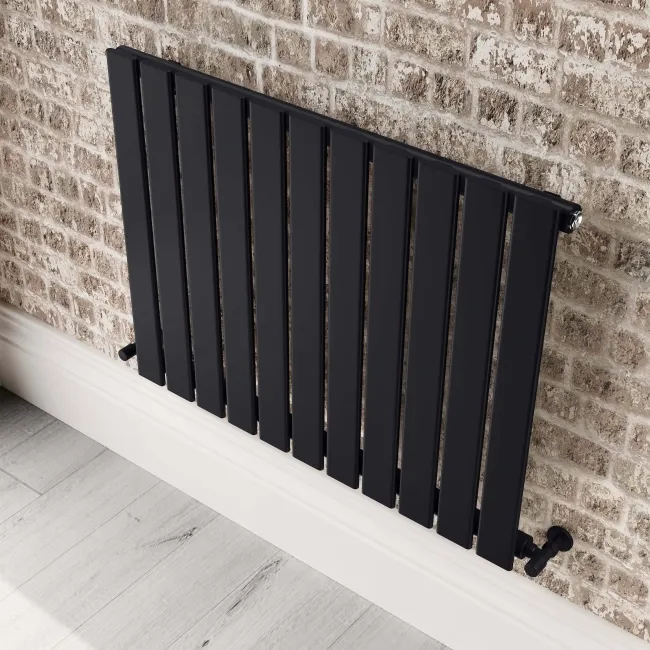 Faro Matt Black Single Flat Panel Horizontal Radiator 600x770mm