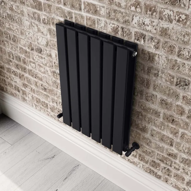 Faro Matt Black Double Flat Panel Horizontal Radiator 600x420mm