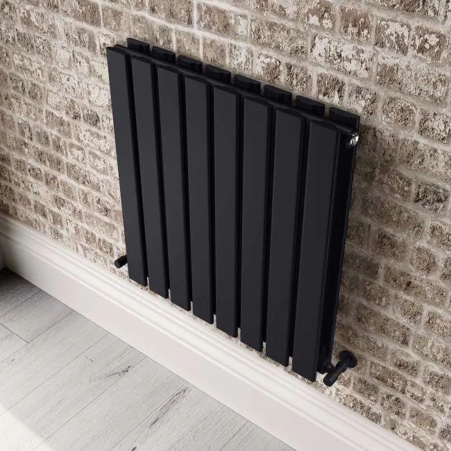Faro Matt Black Double Flat Panel Horizontal Radiator 600x560mm