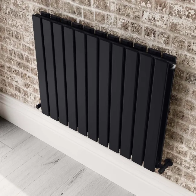 Faro Matt Black Double Flat Panel Horizontal Radiator 600x770mm