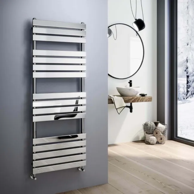 Santorini Chrome Flat Panel Heated Towel Rail 1600x600mm