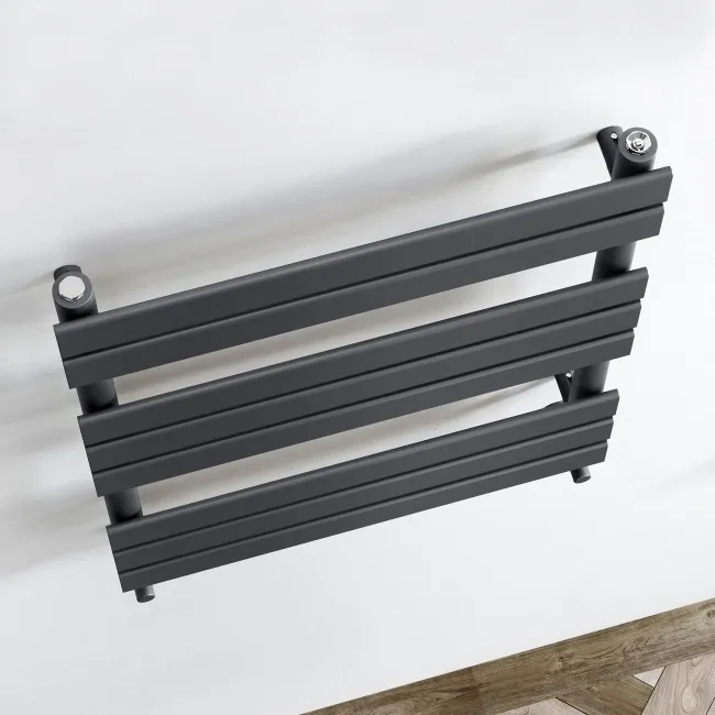 Santorini Anthracite Flat Panel Heated Towel Rail 800x600mm