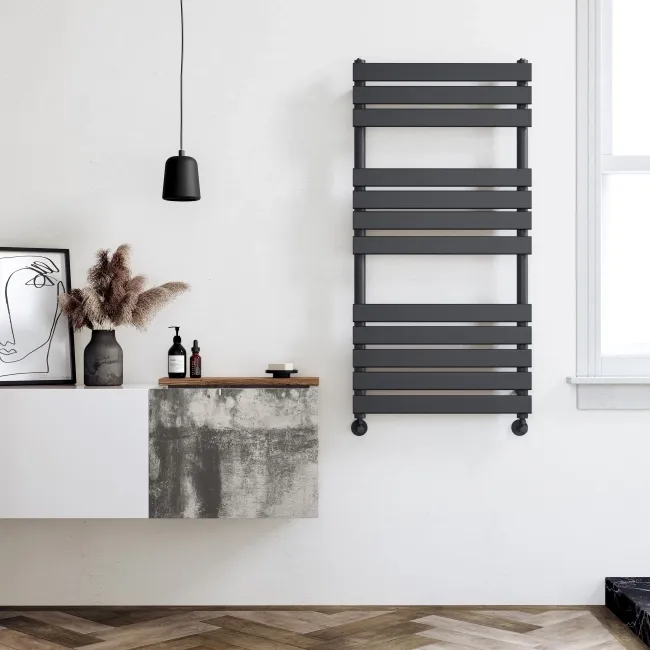 Santorini Anthracite Flat Panel Heated Towel Rail 1200x600mm