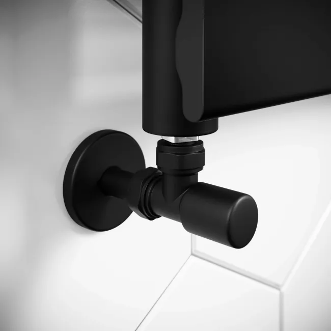 Santorini Matt Black Flat Panel Heated Towel Rail 650x400mm