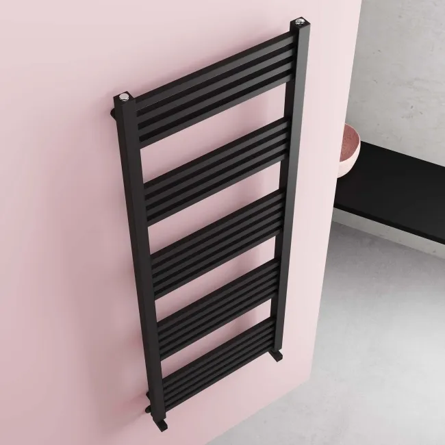 Valetta Matt Black Square Heated Towel Rail 1600x600mm