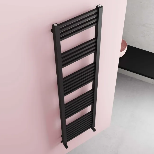 Valetta Matt Black Square Heated Towel Rail 1800x450mm