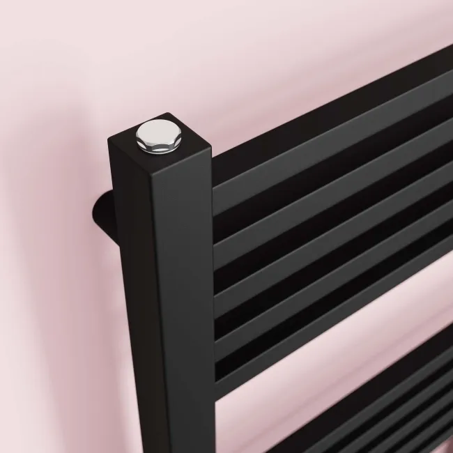 Valetta Matt Black Square Heated Towel Rail 1800x450mm