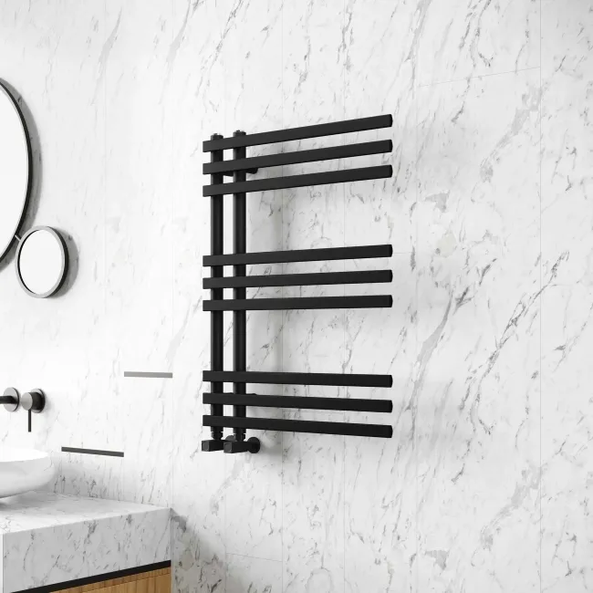 Madrid Matt Black Designer Heated Towel Rail 800x600mm